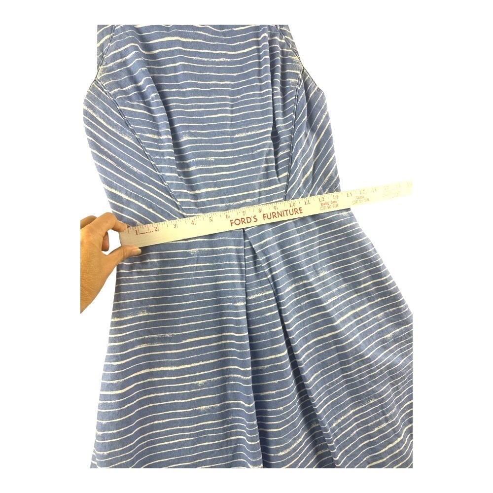 GAP Womens Blue White Striped Linen Cotton Fit & Flare Dress Size 4 Sleeveless - Picture 6 of 8